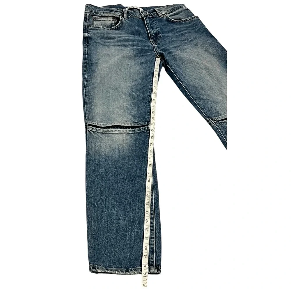 ZARA Women's Straight Leg Jeans Size 30 Blue‎ Mid Rise Knee Seam Denim